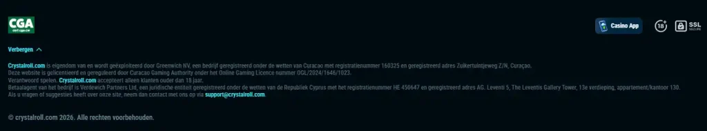 CGA-certificaat voor crystalroll.com en Greenwich N.V.