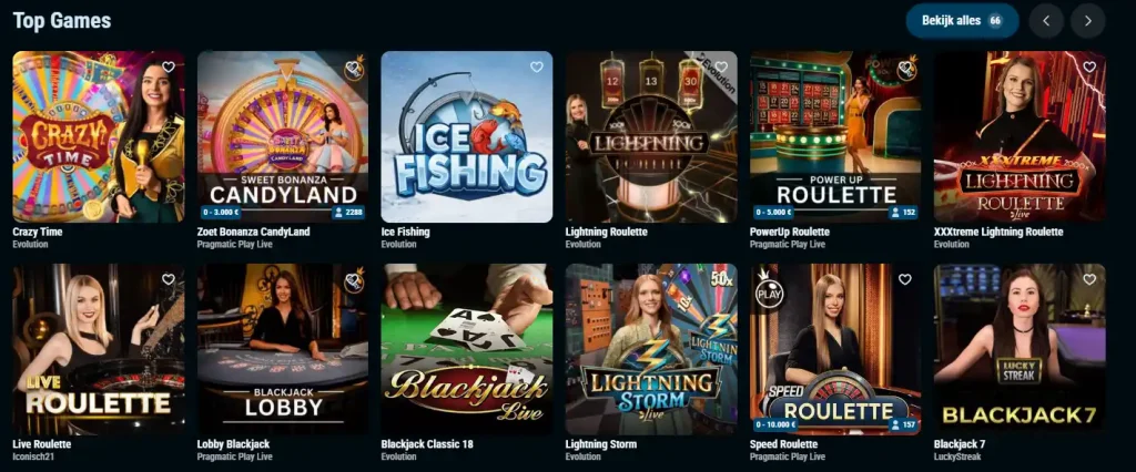 Openbare Crystalroll live-casino lobby